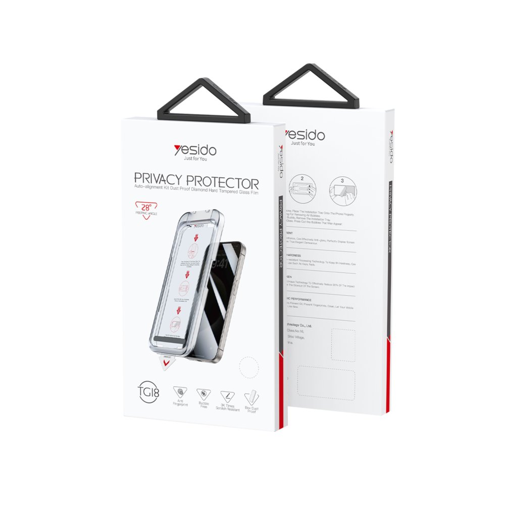 Yesido iPhone 15 TG18 AutoKit Hayalet Cam Ekran Koruyucu - Siyah