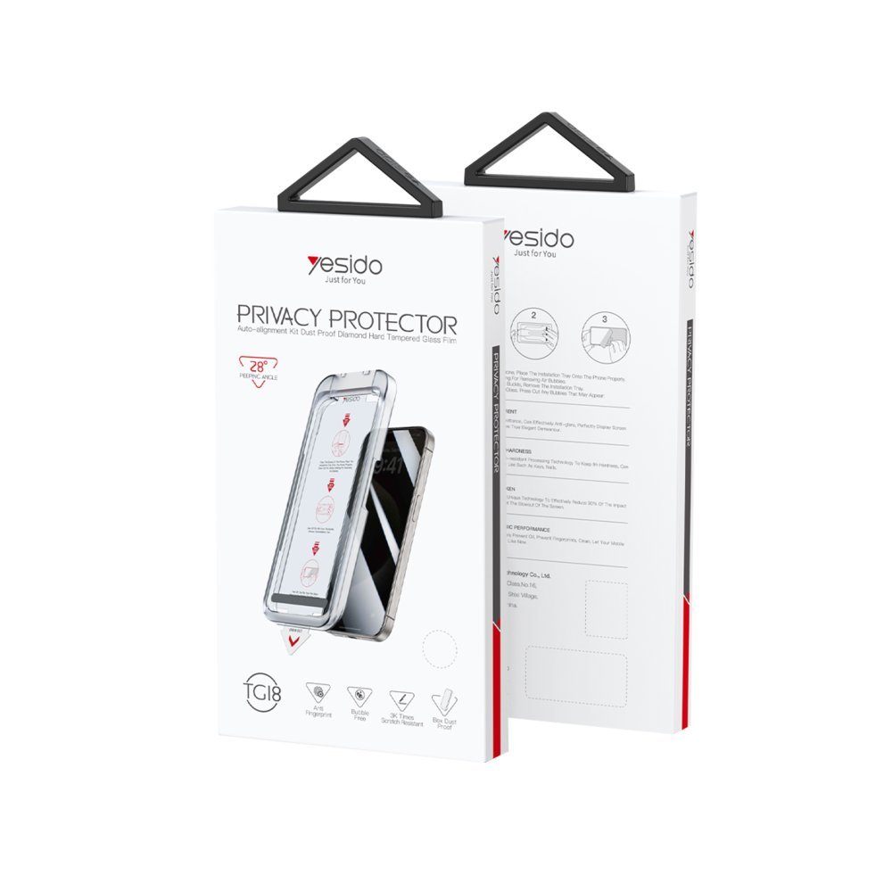 Yesido iPhone 16 Pro TG18 AutoKit Hayalet Cam Ekran Koruyucu - Siyah