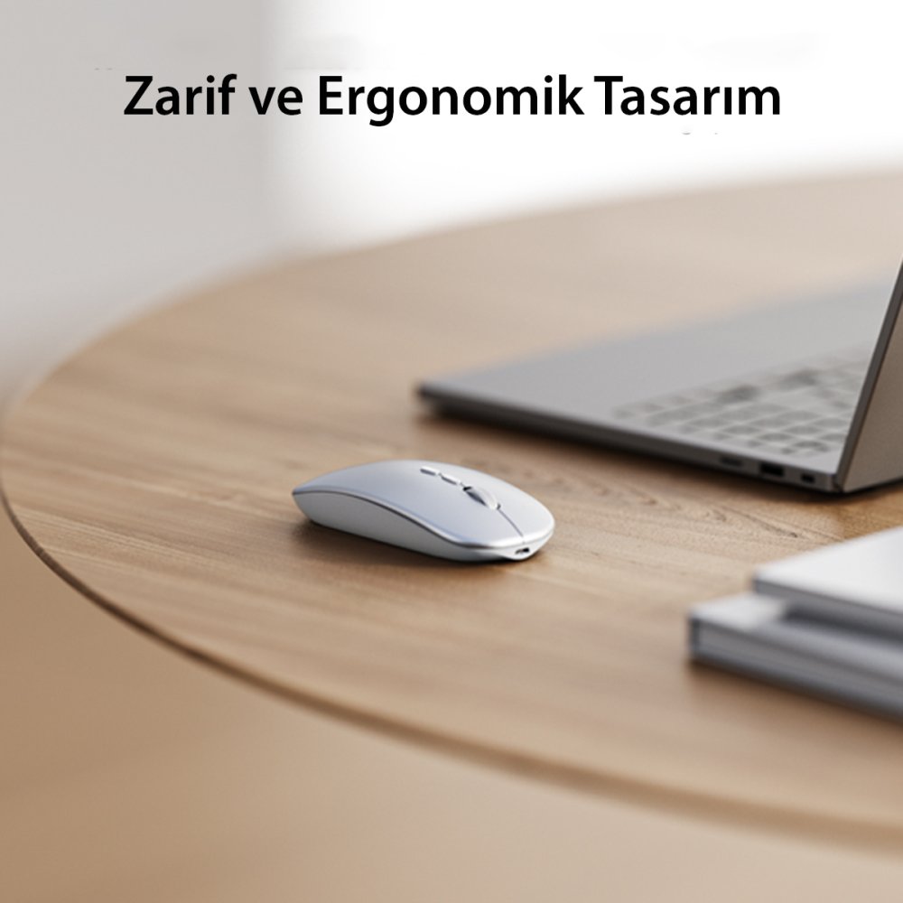 Yesido KB15 2.4G Ergonomik Kablosuz Mouse - Gümüş