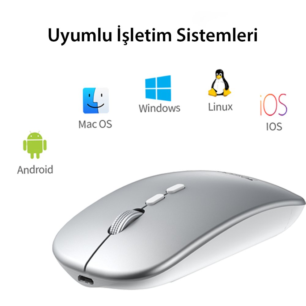 Yesido KB15 2.4G Ergonomik Kablosuz Mouse - Gümüş