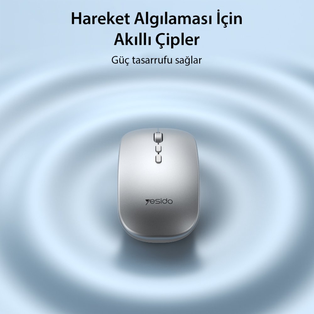 Yesido KB15 2.4G Ergonomik Kablosuz Mouse - Gümüş