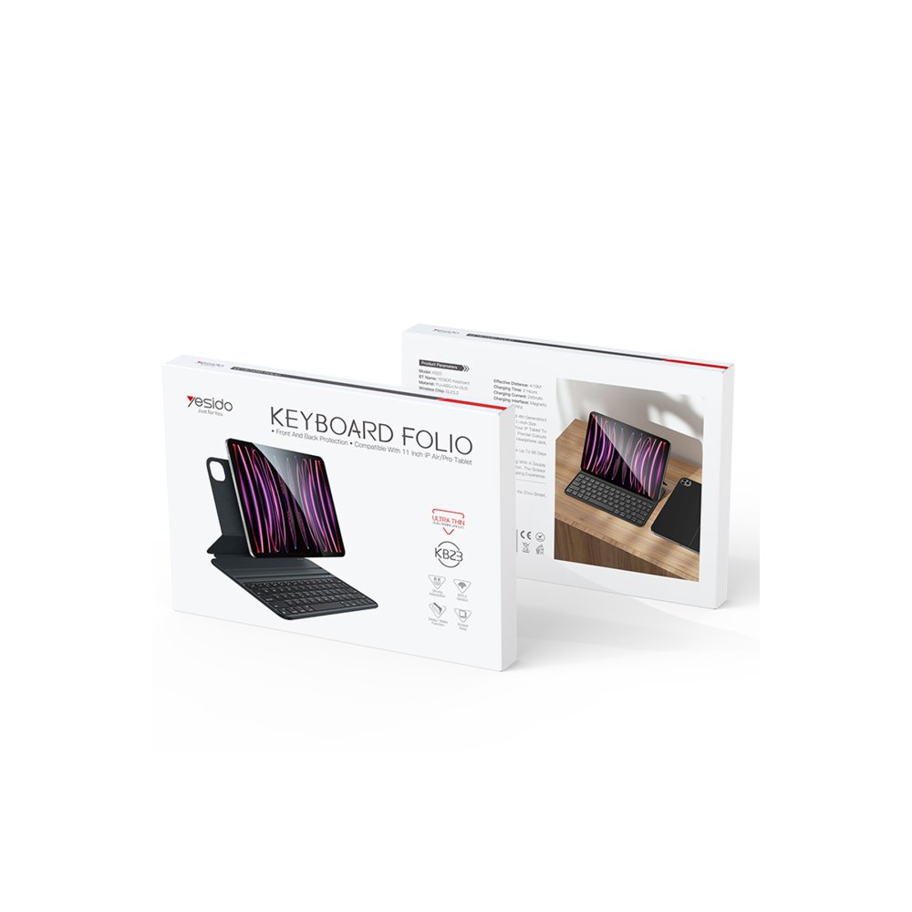 Yesido KB23 iPad Air 4 10.9 Folio Klavyeli Tablet Kılıfı - Siyah