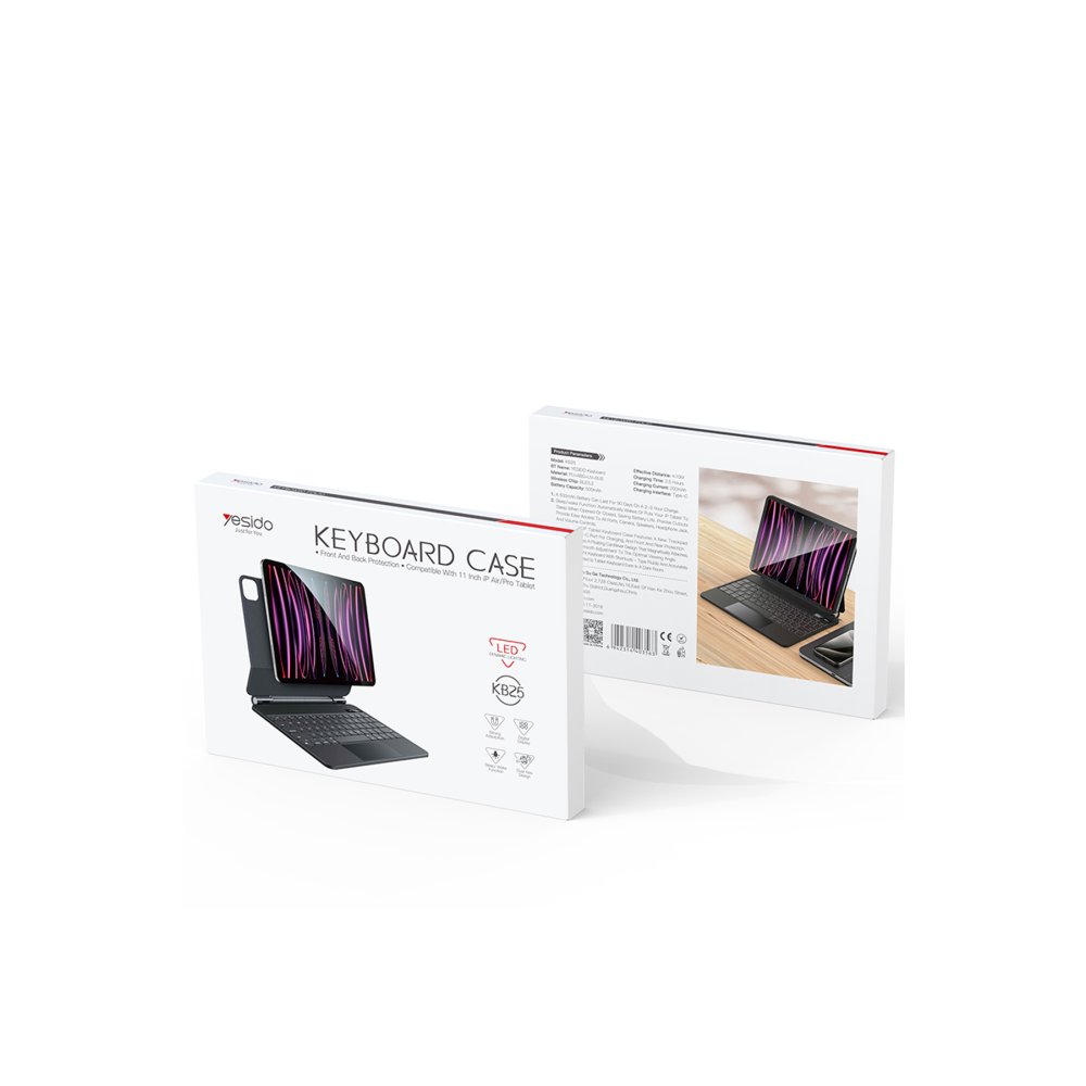 Yesido KB25 iPad Pro 11 (2022) Tecno Klavyeli Tablet Kılıfı - Siyah