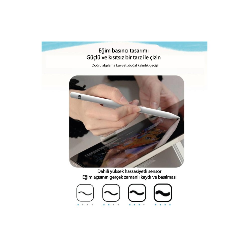Yesido ST13 BT 5.1 iPad Uyumlu Capasitive Lightning Dokunmatik Stylus Pen Kalem - Beyaz