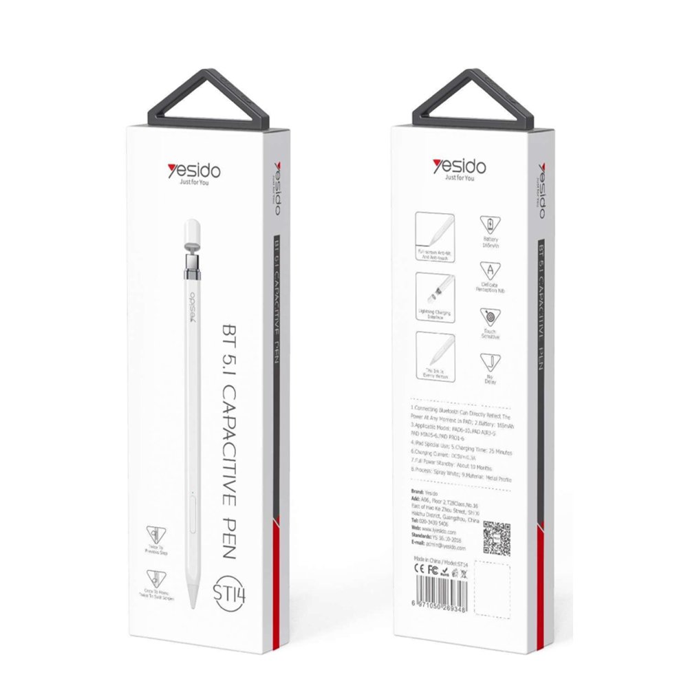 Yesido ST14 BT 5.1 iPad Uyumlu Capasitive Type-C Dokunmatik Stylus Pen Kalem - Beyaz