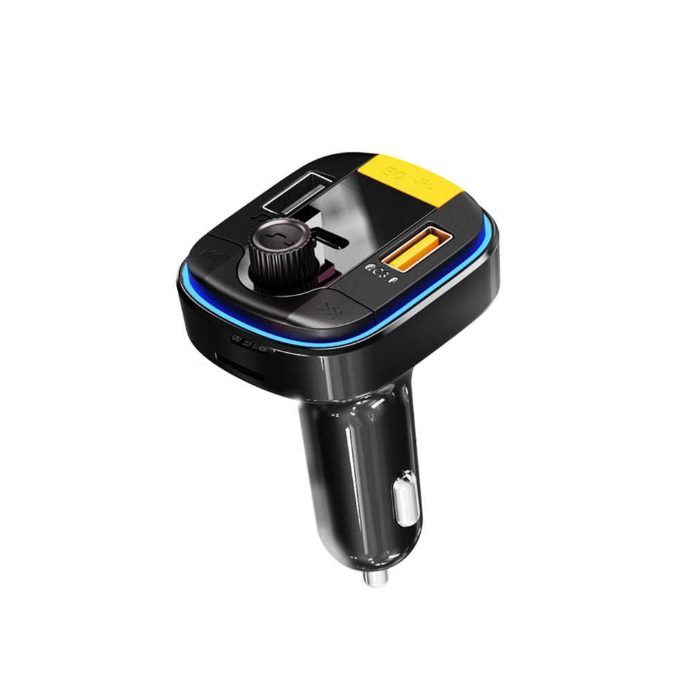 Yesido Y45 1 Adet 18W PD Type-C Çıkışlı ve 1 Adet QC 3.0 USB Çıkışlı BT 5.0 RGB FM Transmitter - Siyah