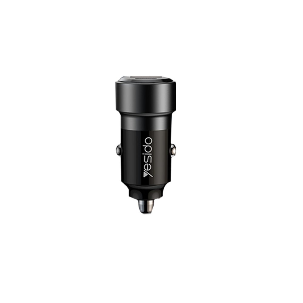 Yesido Y55 1 Adet 30W Usb / 1 Adet 30W Type-C ve 60W Type-C to Type-C Kablolu PD Hızlı Araç Şarj - Siyah