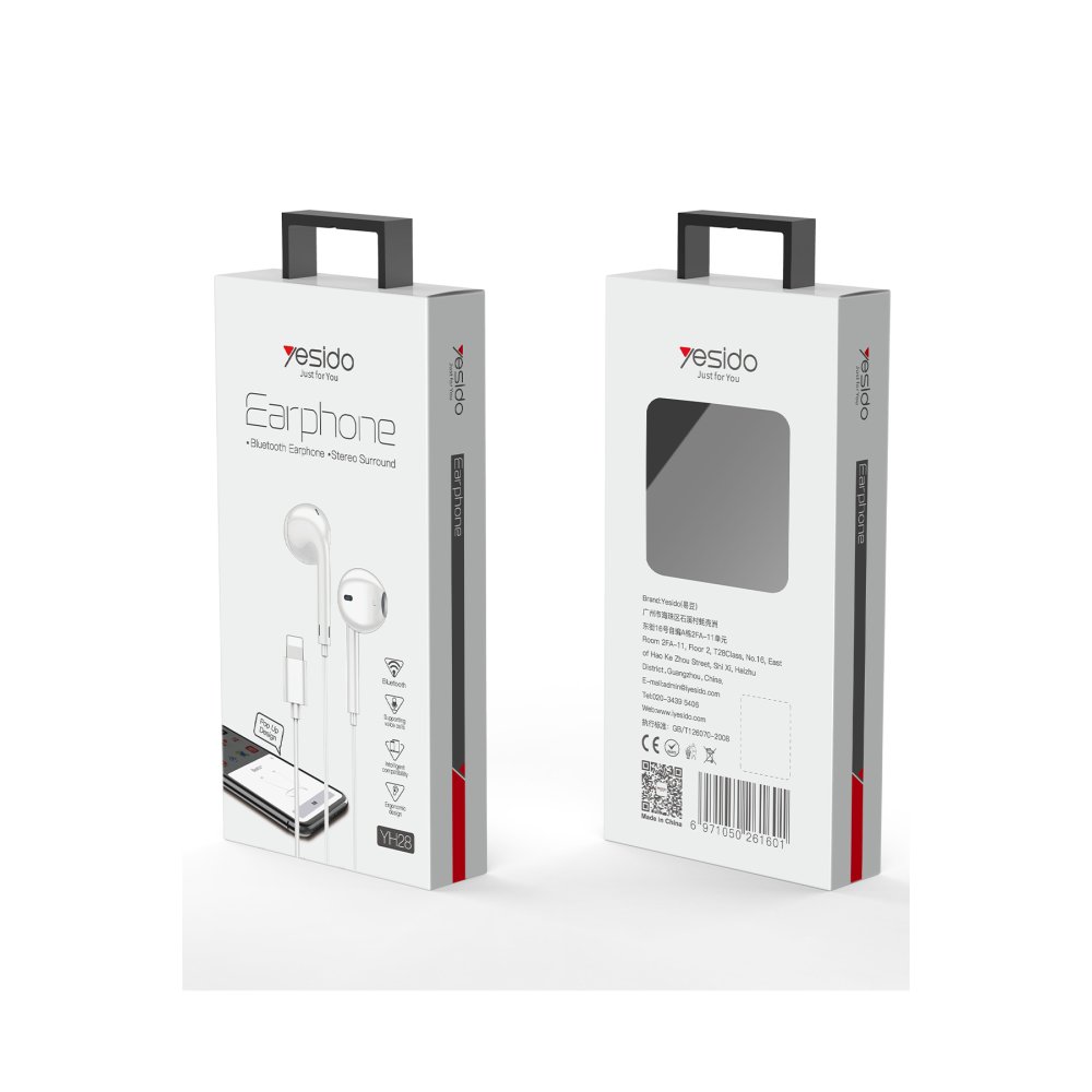 Yesido YH28 Lightning Bluetooth Kablolu Kulaklık - Beyaz
