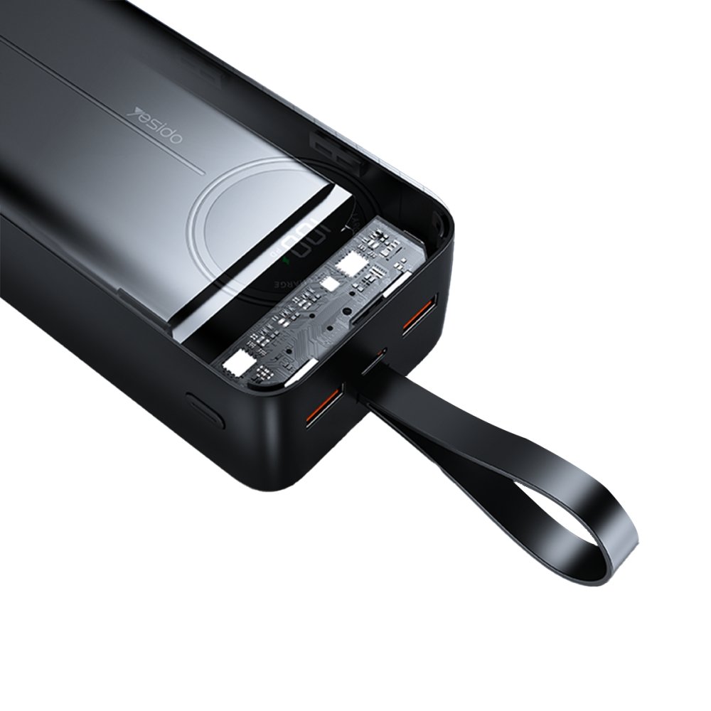 Yesido YP42 30.000 mAh Dijital Göstergeli USB3.0 PD Hızlı Şarj Powerbank - Siyah