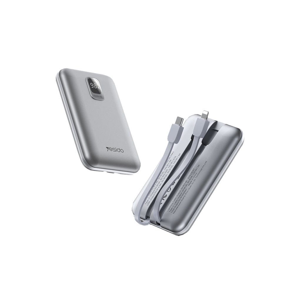 Yesido YP48 10.000 mAh 22.5W Dijital Göstergeli USB3.0 PD Hızlı Şarj Powerbank - Siyah