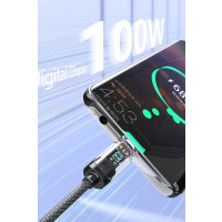 Earldom EC-189CC 1M 100W Dijital Göstergeli Type-C to Type-C PD Hızlı Şarj Kablosu - Siyah