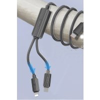 Earldom EC-IC01 1.2M Type-C to Type-C 60W ve Lightning 30W Çift Çıkışlı 2in1 PD Hızlı Şarj Kablosu - Siyah