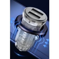 Earldom ES-CC24C 2 Adet 5V 3.4A Usb Çıkışlı Ekstra USB to Type-C Kablolu PD Hızlı Araç Şarj - Siyah