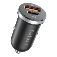 Earldom ES-CC27 1 Adet 30W Type-C / 1 Adet 30W USB 3.0 Çıkışlı PD Hızlı Araç Şarj - Siyah