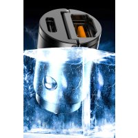 Earldom ES-CC3 1 Adet 18W USB 3.0 / 1 Adet 20W Type-C Çıkışlı PD Hızlı Araç Şarj - Siyah