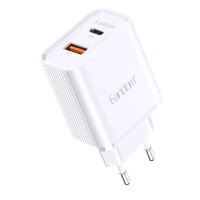 Earldom ES-EU37 1 Adet 10W USB 3.0 / 1 Adet 20W Type-C Çıkışlı QC 3.0 Hızlı Şarj Cihazı - Beyaz