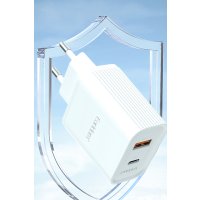 Earldom ES-EU37 1 Adet 10W USB 3.0 / 1 Adet 20W Type-C Çıkışlı QC 3.0 Hızlı Şarj Cihazı - Beyaz