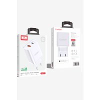 Earldom ES-EU37 1 Adet 10W USB 3.0 / 1 Adet 20W Type-C Çıkışlı QC 3.0 Hızlı Şarj Cihazı - Beyaz