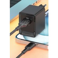 Earldom EU45 18W USB QC 3.0 Çıkışlı ve USB to Type-C Kablolu PD Hızlı Şarj Cihazı - Beyaz