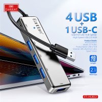 Earldom HUB12 Tak Çalıştır 40cm 4 Adet Usb 2.0 ve 1 Adet Type-C Çıkışlı Usb Çoklayıcı - Gri