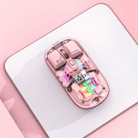 Earldom KM16 1600 DPI Sessiz Transparan Yapılı RGB Kablosuz Ofis Mouse - Pembe
