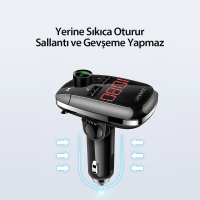 Earldom M55 Bluetooth USB3.0 PD Hızlı Şarj Dijital FM Transmitter - Siyah
