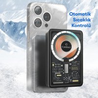Earldom PD20 10.000 mAh Kablosuz Şarjlı PD Hızlı Şarj Mini Powerbank - Siyah