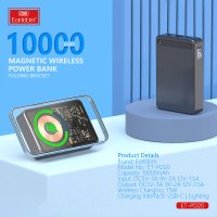 Earldom PD20 10.000 mAh Kablosuz Şarjlı PD Hızlı Şarj Mini Powerbank - Siyah