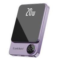 Earldom PD23 5.000 mAh 20W Kablosuz Şarjlı PD Hızlı Şarj Mini Powerbank - Mor