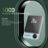 Earldom PD23 5.000 mAh 20W Kablosuz Şarjlı PD Hızlı Şarj Mini Powerbank - Yeşil