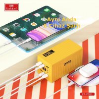 Earldom PD31 60.000 mAh 22.5W Konteyner Görünümlü Dijital Göstergeli PD Hızlı Şarj Powerbank - Sarı