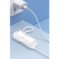 Earldom PD46 5.000 mAh 20W Dahili Type-C Çıkışlı Ekstra Dahili 2.5W Saat Şarj Kablolu PD Hızlı Şarj Mini Powerbank - Beyaz