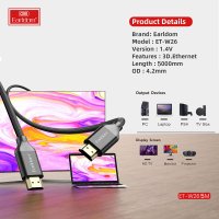 Earldom W26 5m 4K Altın Uçlu Hasır HDMI Kablo - Siyah