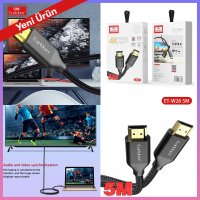 Earldom W26 5m 4K Altın Uçlu Hasır HDMI Kablo - Siyah