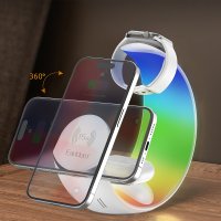 Earldom WC55 4in1 15W Telefon Saat ve Airpods İçin RGB Kablosuz Şarj Standı - Beyaz