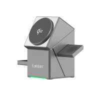 Earldom WC65 3in1 15W Telefon 2.5W Saat ve 5W Airpods İçin Kablosuz Şarj Standı - Gri