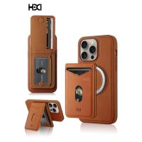 HDD iPhone 15 Pro Max HBC-246 Ottawa Magnet Kartvizitli Standlı Kapak - Kahverengi