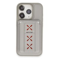 HDD iPhone 15 Pro Max HBC-258 Hamburg Magnet Kartvizitli Standlı Kapak - Natural Grey
