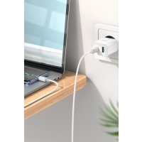 Hoco C80A Plus Rapido USB 3.0 QC ve 20W Type-C PD Çıkışlı ve Ekstra Type-C to Type-C Kablolu Şarj Aleti - Beyaz