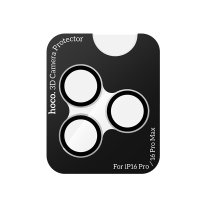 Hoco iPhone 16 Pro Max 3D Metal Frame Kamera Lens - Siyah
