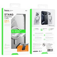 Hoco iPhone 16 Rotating Magsafe Standlı Kapak - Şeffaf