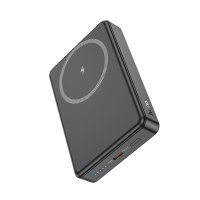 Hoco J125A Power 10.000 mAh PD 20W Type-C ve 15W Kablosuz Şarjlı Magsafe Powerbank - Siyah