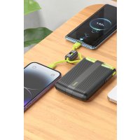 Hoco J127 Dijital Göstergeli Dual Kablolu 20W 10.000 mAh PD Mini Powerbank - Siyah