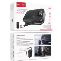 Hoco S53 Breeze Taşınabilir Çok Fonksiyonlu Dijital Göstergeli 2500 mAh Bataryalı Akıllı Kablosuz Hava Kompresörü - Siyah