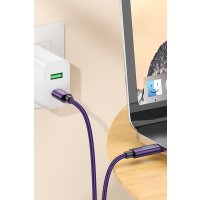 Hoco U125 1.2M Benefit PD 100W Type-C to Type-C Şarj Data Kablosu - Mor