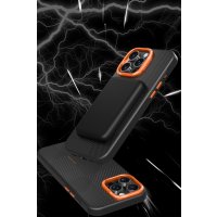 Joko iPhone 14 Pro Max Orange Karbon Magsafe Kapak - Gri