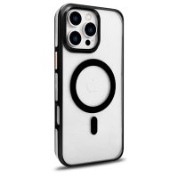 Joko iPhone 16 Pro Max Gleam PC Sert Magsafe Kılıf - Şeffaf-Siyah