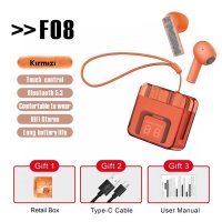 Karler Bass F08 Dijital Şarj Göstergeli TWS Bluetooth Kulaklık - Kırmızı