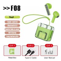 Karler Bass F08 Dijital Şarj Göstergeli TWS Bluetooth Kulaklık - Yeşil