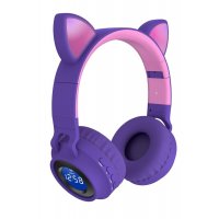 Karler Bass JR-028 RGB Işıklı Kablosuz Kedi Kulaklık - Mor